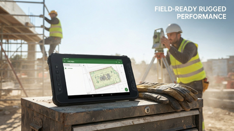Tecnico che utilizza un tablet Android robusto alla luce diretta del sole in un cantiere edile-1.jpg
