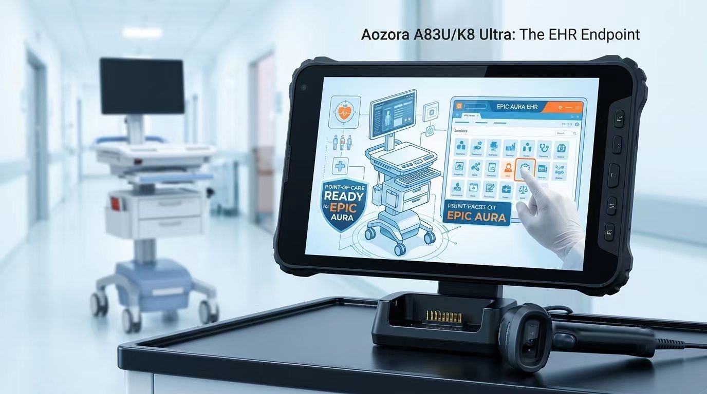 Epic Aura EHR i&ccedil;in Bakım Noktası Android Sağlam Tablet