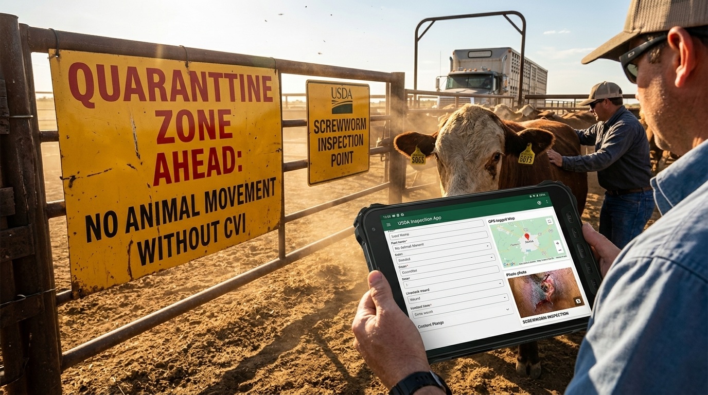 Texas Screwworm Checkpoints: Android Rugged Tablet Inspections